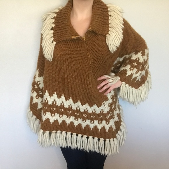 Vintage Sweaters - Vintage Handmade Poncho One of a Kind